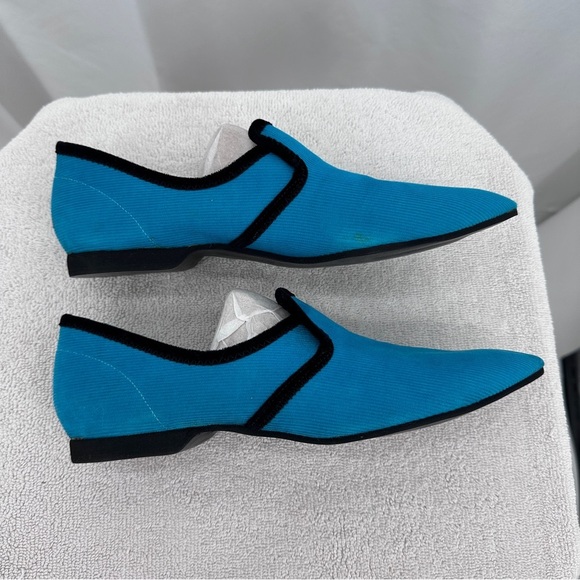 Oomphies Womens Slippers House Shoes 9N Blue Black Pointed Toe Slip On - Picture 4 of 9